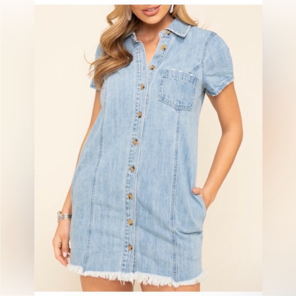 Show Me Your MuMu Light Blue Denim Mini Dress